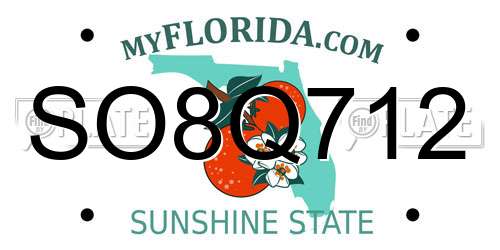 SO8Q712 Florida License Plate