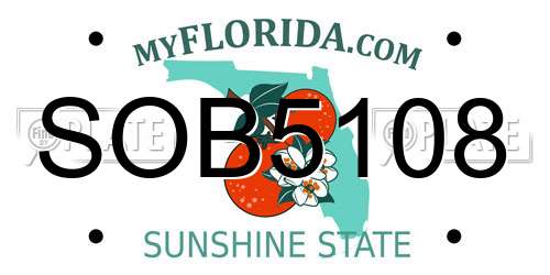SOB5108 Florida License Plate