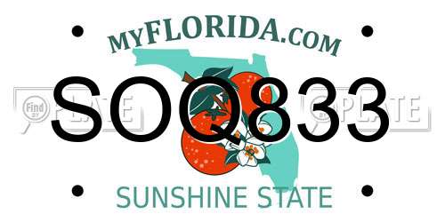 SOQ833 Florida License Plate
