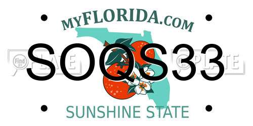 SOQS33 Florida License Plate
