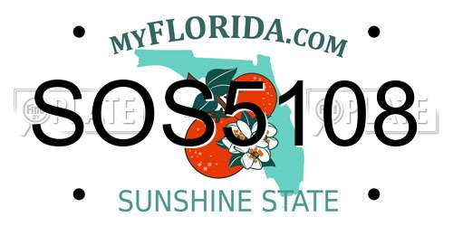 SOS5108 Florida License Plate