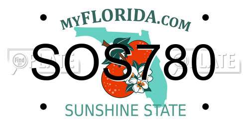 SOS780 Florida License Plate