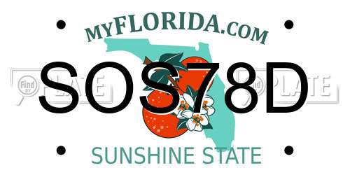 SOS78D Florida License Plate