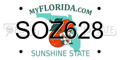SOZ628 Florida License Plate
