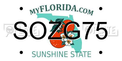 SOZG75 Florida License Plate