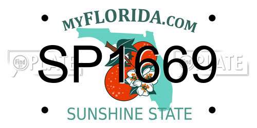 SP1669 Florida License Plate
