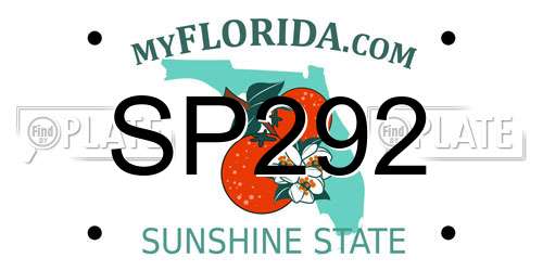 SP292 Florida License Plate