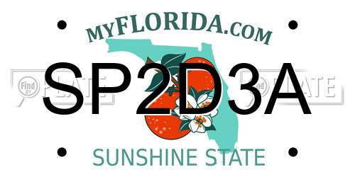 SP2D3A Florida License Plate