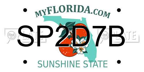 SP2D7B Florida License Plate
