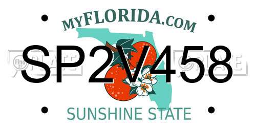 SP2V458 Florida License Plate