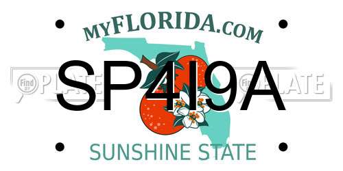 SP4I9A Florida License Plate