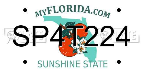 SP4T224 Florida License Plate