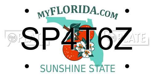 SP4T6Z Florida License Plate