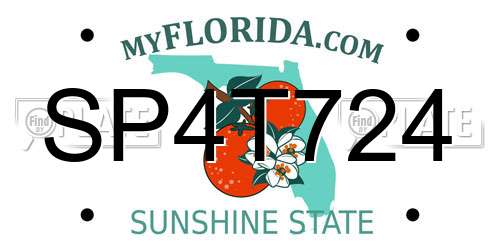 SP4T724 Florida License Plate