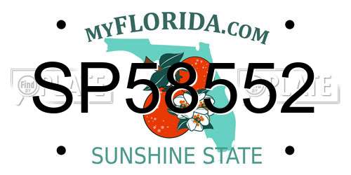 SP58552 Florida License Plate