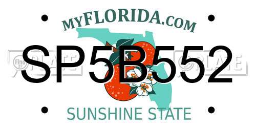 SP5B552 Florida License Plate