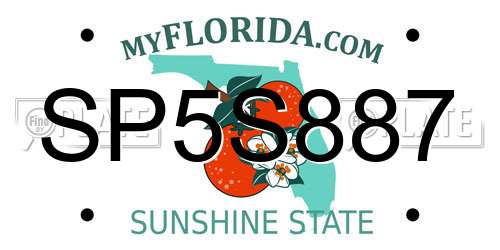 SP5S887 Florida License Plate