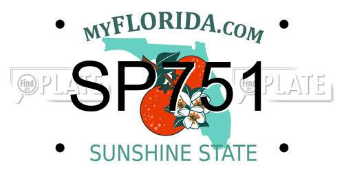 SP751 Florida License Plate