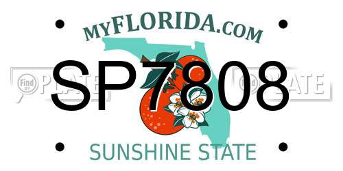 SP7808 Florida License Plate