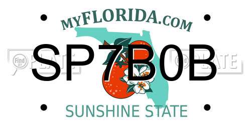 SP7B0B Florida License Plate