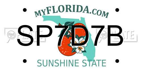 SP7D7B Florida License Plate