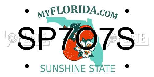 SP7O7S Florida License Plate