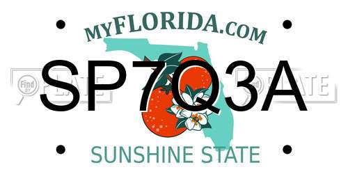 SP7Q3A Florida License Plate