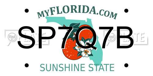 SP7Q7B Florida License Plate