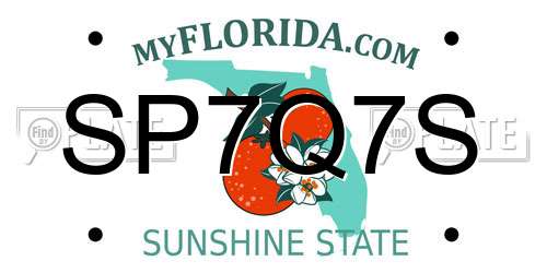 SP7Q7S Florida License Plate