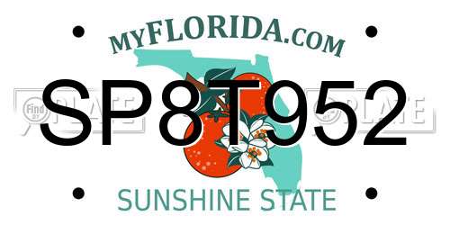 SP8T952 Florida License Plate