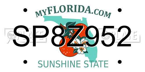 SP8Z952 Florida License Plate