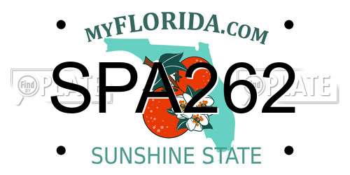 SPA262 Florida License Plate