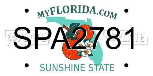 SPA2781 Florida License Plate