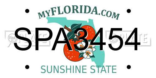 SPA3454 Florida License Plate