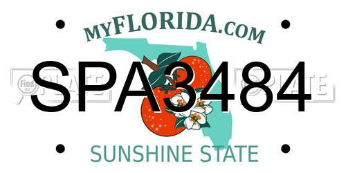 SPA3484 Florida License Plate