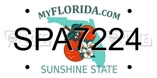 SPA7224 Florida License Plate