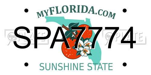 SPA7774 Florida License Plate