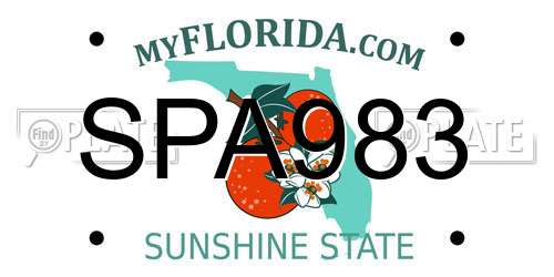 SPA983 Florida License Plate