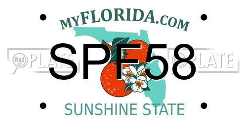 SPF58 Florida License Plate