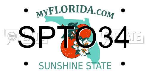 SPTO34 Florida License Plate