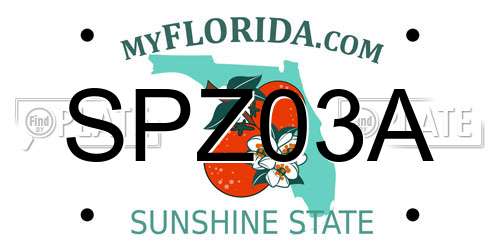 SPZ03A Florida License Plate