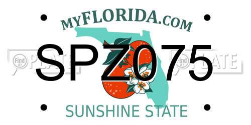 SPZ075 Florida License Plate