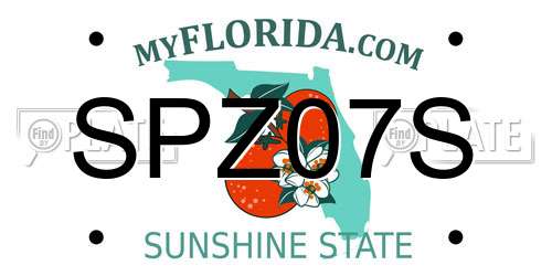 SPZ07S Florida License Plate
