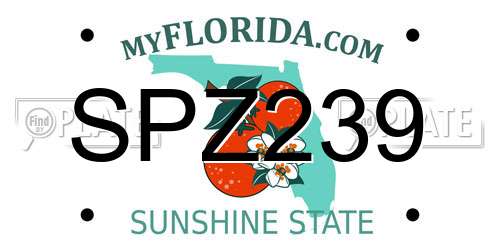 SPZ239 Florida License Plate