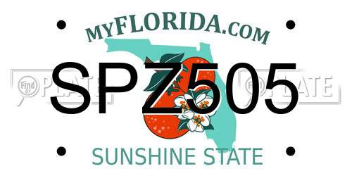 SPZ505 Florida License Plate