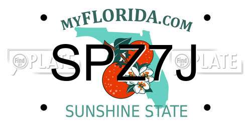 SPZ7J Florida License Plate