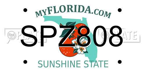 SPZ808 Florida License Plate