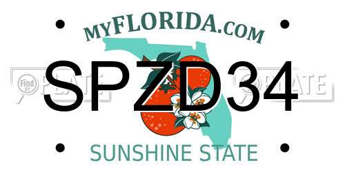 SPZD34 Florida License Plate