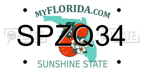 SPZQ34 Florida License Plate
