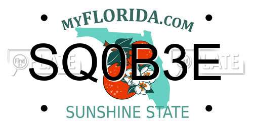 SQ0B3E Florida License Plate